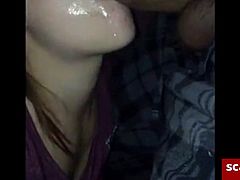 Sucking her bfs cock under the table while hes gaming