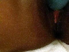 Ebony pussy play after hot shower
