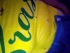 Badoo - Girl masturbating with Brazil shirt