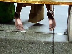 Barefoot and dirty soles in public