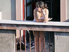 Neighbor in underwear on the balcony