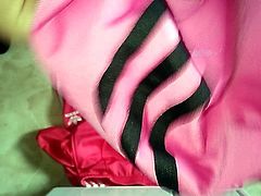 Cum On pink Adidas Firebird Trackpants