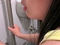 Asian First time anal in public toilet