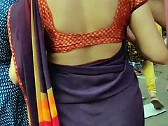 saree aunty walk backless