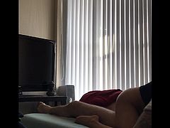 Young Asian riding dick with vibrator on hidden cam