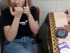 Talking on Phone Blowjob