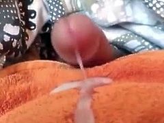 Vibrator on shaft causes hard satisfying cumshot