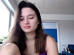 Beautiful teen brunette Jessica Sinn masturbates