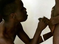 Black African twink cums after anal sex