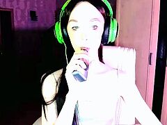 Cute curly brunette solo webcam masturbation