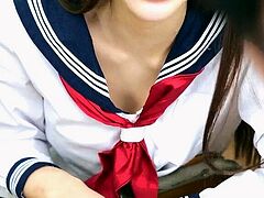 Amateur Asian College Teen Gives Blowjob