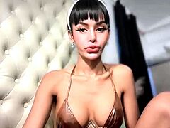 Sexy Shemale With Big Tits Jerking Her Huge Cock Off