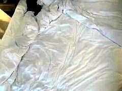 Hot brunette amateur MILF rides hubbys cock