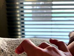 Pussy toying busty high heeled stunner solo pov masturbation