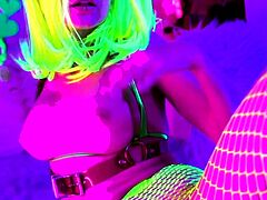 Jewelz Blu Trippy Neon Fishnet Dildo Suck and Fuck (FULL